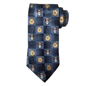 Vintage 1990s Winnie the Pooh Tie | Disney 100 Acre Collection, Navy Blue Silk